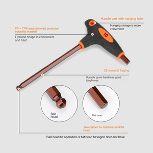 Clé <span class=keywords><strong>Allen</strong></span> en forme <span class=keywords><strong>de</strong></span> T Tournevis hexagonal intérieur simple <span class=keywords><strong>de</strong></span> qualité industrielle Clé hexagonale métrique à tête plate longue en acier à billes incluse - Product Image 4