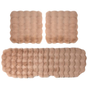 Toptan evrensel 3 parça Set kış araba koltuk minderi imitasyon tavşan kürk araba klozet kapağı kalın peluş yumuşak ve sıcak - Product Image 5