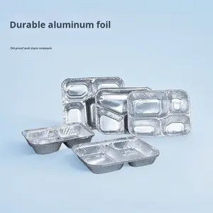 Lonchera Desechable Moderna de Aluminio con Tapa y Múltiples Compartimentos para Arroz, Carne, Comida para Llevar, Apta para Horno (Múltiples Capacidades) - Product Image 1