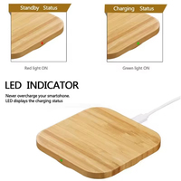 Chargeur sans fil en bambou personnalisé avec logo rapide 15W Chargeur sans fil pour téléphone en bois à induction