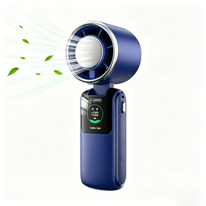 2026 Handheld 100 Speeds 13000 Rpm Ice Cooling <b>Foldable</b> Neck/<b>Desk</b> Smart Digital Display Usb Rechargeable Personal Fan - Product Image 1