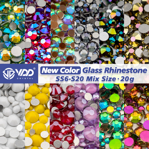 VDD-Diamantes de imitación de cristal de alta calidad, accesorios para decoración de uñas DIY, piedra brillante <span class=keywords><strong>con</strong></span> reverso plano, nuevo color, tamaño mixto, tamaño de la mezcla, - Product Image 1