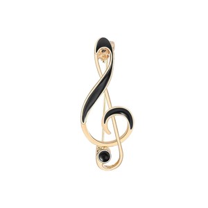 Broche de Lujo con Perlas y Nota Musical Tridimensional, Chapado en Oro, para Mujer - Product Image 1