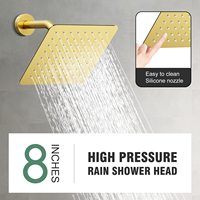 Ensemble de robinetterie de douche avec bec de baignoire, pommeau de douche pluie de 8 pouces et robinet de baignoire, kit de douche et baignoire doré brossé pour salle de bain