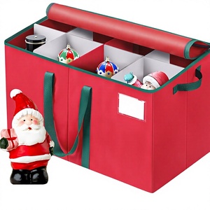 Boîte de rangement pour casse-noisettes et figurines, organisateur rectangulaire en tissu non tissé, peut contenir jusqu'à 8 pièces, rouge, 15 pouces - Product Image 1