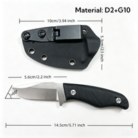 Couteau de survie à lame fixe pour l'extérieur, acier D2, manche en bois pleine longueur, camping, EDC, avec étui Kydex pour la chasse, la randonnée et le bushcraft