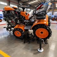 Remorque agricole portable pour micro-charrue 4x4 assise, transport de récoltes, petit tracteur agricole avec moteur 15 CV et boîte de vitesses