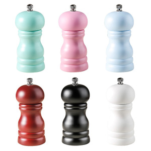 Elegante Molinillo de Pimienta Manual Compacto de Madera Color Macaron, Juego de Molinillos de Sal y Pimienta de Cerámica para Uso Doméstico - Product Image 1