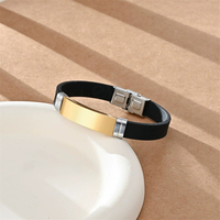 Pulsera de Silicona con Grabado Personalizado, Brazalete de Identificación, Barra Rectangular de Acero Inoxidable, Cuerda Trenzada, Cuero, para Hombre y Mujer