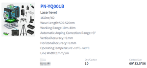 <span class=keywords><strong>Niveau</strong></span> laser vert professionnel avec affichage d'angle, alarme d'inclinaison, précision garantie, poignée antidérapante, 12 lignes, application polyvalente - Product Image 6