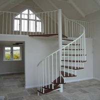 Escalier en colimaçon préfabriqué, design circulaire, gain de place, décoratif, intérieur, blanc, noir, acier, kit d'escalier en colimaçon, marches en bois