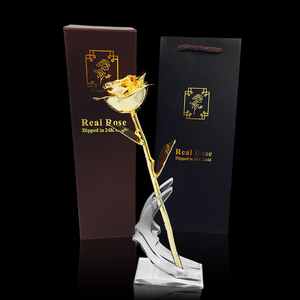 Valentines Day Gift <strong>Dipped</strong> Gold Color Plated Flower Rose With Gift Box for Girl Friend - Product Image 2