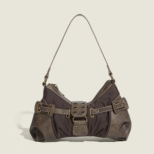 Retro style <b>patchwork</b> shoulder <b>bag</b> Metal buckle underarm <b>bag</b> Large capacity fashionable women's <b>bag</b> - Product Image 2