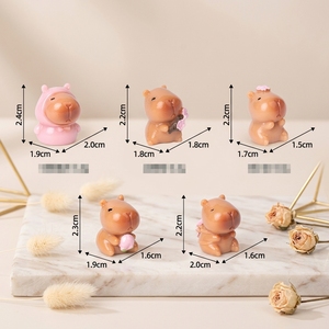 Figurines miniatures en résine de capybara de dessin animé, collection printemps fleurs de cerisier, thème animal printanier Kawaii pour enfants, cadeau saison <span class=keywords><strong>Sakura</strong></span> - Product Image 2
