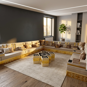 Conjunto de Sala de Estar Tradicional Árabe Majlis |   Tela Plegable Extensible Modular |   Personalizable |   Envío Gratuito a Todo el Mundo |   Muebles - Product Image 3