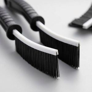Cleaning Brush 2-Piece Set Hanging Loop Wood <b>Handle</b> for Bathroom <b>Toilet</b> Tiles <b>Door</b>/Window Grooves Car Narrow Gaps-Stiff - Product Image 4