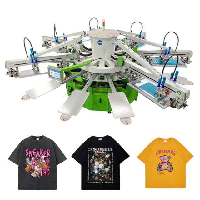 Screen Printers 6 Color 14 Station Screen Printing Machine Automatic Machine Screen Print T-Shirt