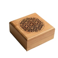 Boîte d'emballage en bois carrée en bambou gravée au laser, brûleur d'encens en bois