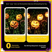 Lampes LED solaires d'Halloween IP65 en forme de citrouille, ensemble de 5 en 1 à piquer dans le sol, thèmes fantôme, sorcière, crâne, emballage transfrontalier étiqueté