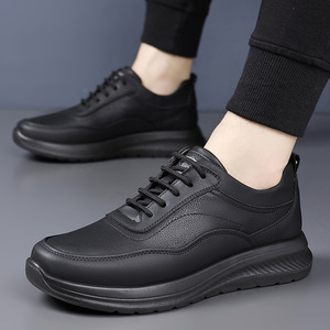 Zapatos Casuales de Hombre con Cordones de Cuero, Punta Redonda, Entresuela Antideslizante de EVA, Forro de PU, Suela de Goma, Zapatos Cómodos para Caminar en Otoño - Product Image 4