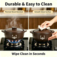 Marmite en céramique 4,8 L avec couvercle en céramique, résistante à la cuisson à sec, compatible lave-vaisselle, non compatible induction, grande capacité, ensemble d'ustensiles de cuisson