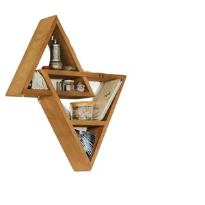 Estante de pared triangular de madera de 3 niveles, estantería de madera maciza para almacenamiento en el hogar, dormitorio o sala de estar - Product Image 5