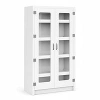 Armoire de rangement de laboratoire au design moderne avec portes vitrées et étagères apparentes, mobilier de laboratoire entièrement en acier pour hôpital
