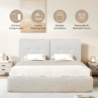 Lit rembourré grande taille touffeté amovible lavable couvre cadre de lit Double Compression doux meubles de chambre à coucher