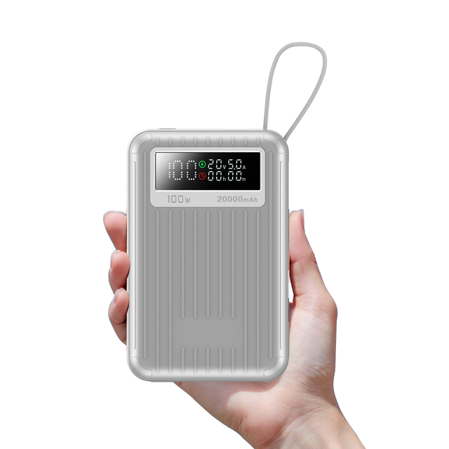 20000mAh PD Fast Charging Portable Charger Built-in Type-C Cable Digital Display Power Bank for Laptop