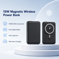 Batterie externe magnétique ultra-légère 10000 mAh à charge rapide 22,5 W avec support intégré pour voyage, prise en charge OEM/ODM par l'usine source, B2B