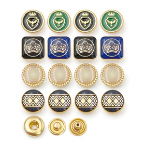 Classic Metal Shank <b>Buttons</b> with Embossed Logo Diamond Pattern Round Nickel-Free Gold Plated - Product Image 1