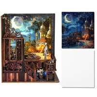 Magic Quest - Juego de Construcción 3D de Madera para Pintar con Luz, Cabina de Madera, Soporte para Libros, Rompecabezas de Bloques de Construcción, Modelo de Casa Pequeña, 0-3M