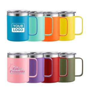 แก้วน้ำสแตนเลสเก็บความร้อน ขนาด 12 ออนซ์ สกรีนโลโก้ได้ พร้อมหูจับ สำหรับใช้ในธุรกิจและสำนักงานที่บ้าน - Product Image 1