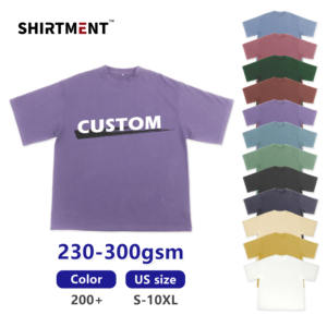 Dropshipping Tallas grandes para hombre Streetwear 100% algodón peso pesado 200-300gsm Boxy Fit Mock Neck T Shirt - Product Image 1