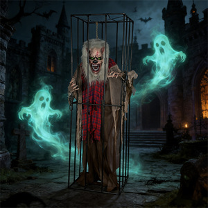 Z345 Grand Monstre d'Halloween Loup-garou Fantôme Lumineux avec Articulations Réglables, Effets Sonores et Capteur Électrique pour Aires <span class=keywords><strong>de</strong></span> Jeux et Ambiance Sombre - Product Image 2