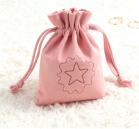 Gros Logo Personnalisé Grande Pochette De Luxe Soie Coton Mélange Rose Couleur Sac Cadeau pour Emballage De Marque Événement D'entreprise