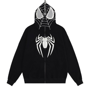 Felpa Unisex americana retrò con stampa digitale Spider-Man felpa Cardigan larga con Zip per lo Street Style autunnale - Product Image 6