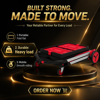 Carrito Plegable Multifuncional de Cuatro Ruedas, Carro de Compras Móvil de 2 Niveles con Caja de Aluminio y Plástico OEM