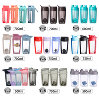 Botella Mezcladora Portátil para Fitness de 760 ml, Vaso Mezclador de Proteína en Polvo, Botella de Agua de Plástico Resistente a Altas Temperaturas, Libre de BPA