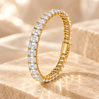Bracelet personnalisé en diamant de laboratoire taille émeraude, en argent sterling 925 plaqué or, bijoux tennis certifiés IGI, fournisseur en gros