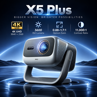 Projecteur laser triple 4K JMGO X5 Plus, zoom optique 3600 ISO, objectif à déplacement gimbal, projecteur DLP intelligent pour cinéma maison