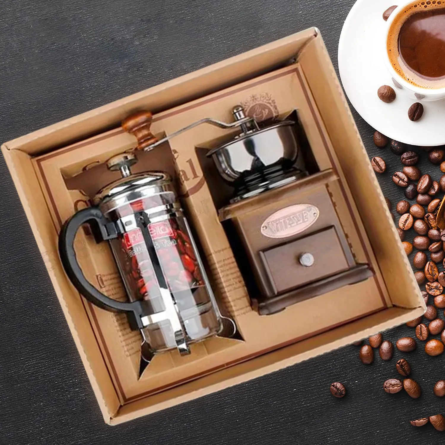 2023 Set da caffè francese in stile retrò resistente al calore di alta qualità confezione regalo per caffè francese