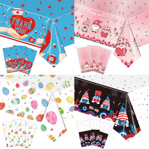 Holiday Theme Disposable Table Covers For Nurses Day Mothers Day Easter Independence Day Party Decorations - Product Image 1