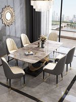 Ensemble de table à manger buffet 6 ou 8 places, table en pierre frittée directement de l'usine, mobilier de luxe léger pour la salle à manger à domicile