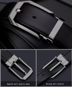 Hersteller aus China Custom Herren Kleid Gürtel Echtes Leder mit Doppelseite reversibel gedreht für Schnalle schwarz Farbe - Product Image 3