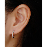 Boucles d'oreilles en or tendance, boucles d'oreilles créoles en argent sterling S925, rangée de diamants ronds, boucles d'oreilles créoles circulaires, bijoux pour femme