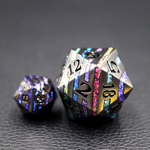 DND Polyhedral Dice Set - 7-Die Acrylic With Glitter, Four-Color Suit Design, For D&D, RPG, Tabletop Games - View #3