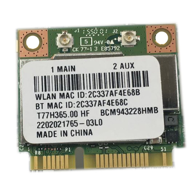BCM943228HMB BCM43228 Mini PCI-E WIFI Card 2.4Ghz/5Ghz Wireless 802.11A/B/G/N and BT 4.0 Compatible with Laptop and Broadband