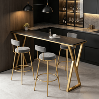 Ensemble table et chaises longues de style européen pour mur, idéal pour salons de thé, comptoirs de bar, design minimaliste et moderne, luxe léger