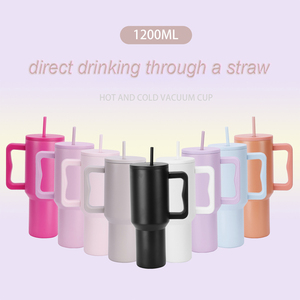 Vaso Térmico de Acero Inoxidable de Doble Pared, Blanco, para Sublimación, Venta al por Mayor, 40oz, con Asa - Product Image 2